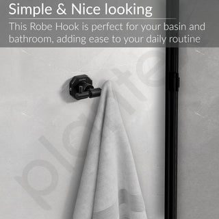 Plantex 304 Grade Stainless Steel Robe Hook/Cloth Holder/Towel Hanger/Bathroom Accessories - Nipron (Black)