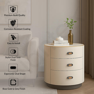 Plantex Knobs for Drawer/Drawer Knobs/Oval Knob for Cabinets/Drawer Handle/Pull-Push Knob for Kitchen/Bedroom Drawers - Pack of 3 (SH-432, Rose Gold & Grey)