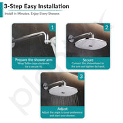 Plantex ABS Shower Head for Bathroom/10x8 Inch Rain Shower Head/Pressurized Overhead Shower/Self Cleaning Shower Head/Water Saving – (Chrome, D326)