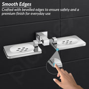 Plantex 304 Grade Stainless Steel Double Soap Holder/Soap Stand/Wall Mounted Items for Bathroom Accessories - Splash (Chrome)