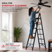 Plantex Folding Ladder for Home | 6-Step Steel Step Ladder | Anti-Skid Foldable Ladder | Home, Office & Warehouse Use - Pack of 1 (GT-6, Black & Red)