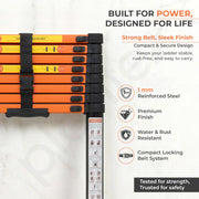 Plantex 3.5m (11.48 ft.) Telescopic Ladder/Carbon Steel 9-Steps Portable & Compact Ladder/Foldable Multipurpose Collapsible Ladder for Home & Outdoor Use - (Orange)