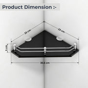 Plantex Premium Glass Corner Shelf for Bathroom/Kitchen Glass Shelf/Wall Mounted Bathroom Corner Shelf (9x9 Inches -Diamond-Black - Pack of 2)