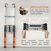 Plantex 15.7 feet (4.8m) Telescopic Ladder/Durable Steps/Collapsible Ladder for Home or Outdoor Work/Aluminium Telescopic Ladder - (Orange)