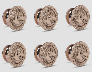 Plantex Horse Face Knobs for Drawer/Kitchen Cabinet Knobs/Pulls Handles Knobs for Wardrobe Kitchen/Round Drawer Pulls and Knobs- Pack of 6 Pieces (Rose Gold)
