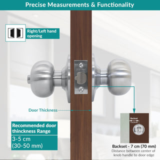 Plantex Stainless Steel Door Lock - Cylindrical Lock With 3 Keys/Tubular Door Knob/Lock For Main Door/Bedroom (Matt)
