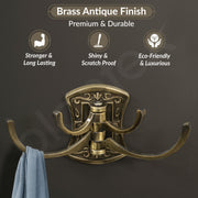 Plantex Zinc Robe Hook for Bathroom/Clothes Hanger for Wall/Kitchen Cloth Hanger/Bathroom Accessories - (Brass Antique)