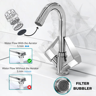 Plantex Sink Tap for Kitchen Basin with Teflon Tape/Kitchen Mixer Tap with 360° Swivel Spout/Hot and Cold Mixer (Celesiya-1240-Chrome)