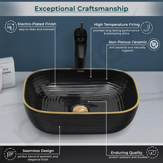 Plantex Table Top Wash Basin For Bathroom/Designer Ceramic Basin/Countertop Vessel Sink Basin - Indo-European Collection (18 x 13 x 5 Inch)