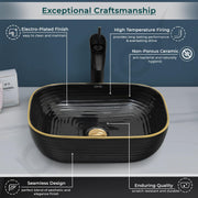Plantex Table Top Wash Basin For Bathroom/Designer Ceramic Basin/Countertop Vessel Sink Basin - Indo-European Collection (18 x 13 x 5 Inch)