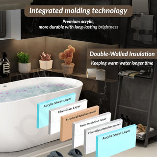 Plantex Freestanding Bathtub For Bathroom/Bath tub for Adults/Deep Soaker Bathtub with Overflow, Popup and Drain Pipe (BSM-203-White-1500mm)