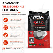 Plantex Lexora Tile Adhesive for Terracotta/Ceramic & Quarry Tiles/Polymer Modified Cement Adhesive for Floor & Wall Tiles Fixing/ Kitchen & Bathroom  Use - 20kg (LX-03, Grey)
