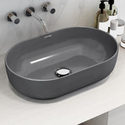 Plantex Wash Basin for Bathroom/Tabletop Designer Ceramic Basin/Countertop Wash Basin for Home/Office (Metalic grey - 22 x 14 x 6 Inch)