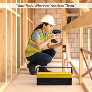 Plantex Metal Tool Box for Home Use/3 Cabinet Empty Tool Kit Box With Large Capacity & Strong Handle/Tools Box/Tool Organizer for Essential Tools - (Yellow & Black)