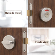 Plantex Bathroom Indicator with Lock/Stainless Steel Red and Green Indicator Keyless Door Lock/Round Toilet Partition Door Lock - Pack of 1 (Matt)
