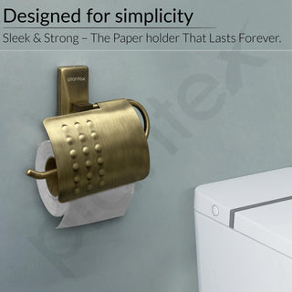 Plantex Brass 304 Grade Stainless Steel Crystal Toilet Paper Holder/Tissue Paper Roll Holder for Bathroom - (Brass Antique)