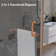 Plantex Shower Door Handle/Stainless Steel Towel Bar Combination/Towel Holder for Glass Shower Door and Bath Door Pull Handle - Pack of 1 (PVD Rose Gold)