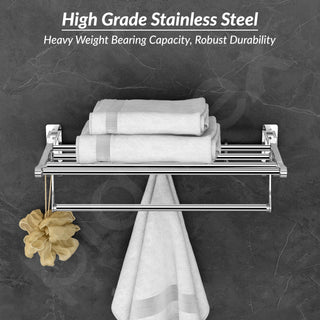 Plantex Eco Stainless Steel Folding Towel Rack/Bathroom Towel Hanger/Towel Holder/Stand/Bathroom Accessories (18-inch) Chrome