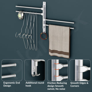 Plantex Aluminium 4-Arm Bathroom Swing Hanger Towel Rack/Holder for Bathroom/Towel Stand/Bathroom Accessories(Silver)