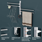 Plantex Aluminium 4-Arm Bathroom Swing Hanger Towel Rack/Holder for Bathroom/Towel Stand/Bathroom Accessories(Silver)