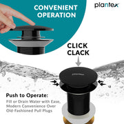 Plantex Waste Coupling for Wash Basin/Pure Brass 5 inch Drain Out let System Full Thread Pop up Coupling for Wash Basin/Wash Basin Accessories (Matt Black - Pack of 1)