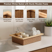 Plantex Wicker Basket for Storage/Wicker Basket for Modular Kitchen/Pull Out Wicker Storage Basket- Pack of 1 (20 x 16.5 x 8 inch)