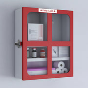 Plantex GI Steel First Aid Box Empty/Medicine Box for Home/Emergency Medical Box for Medicine Storage with Multi Compartments for School, Office, Factories with Clip Lock (Red & White) Wall Mountable