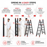 Plantex Ladder for Home 4 Steps/Foldable Heavy-Duty A-Frame Step Ladder/Home, Office & Warehouse - (Red & Black,150 kg Capacity)