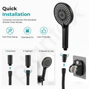 Plantex Hand Shower for Bathroom/5 Mode Multifunctional Shower/5-Inch ABS Plastic Silicone Handheld Shower Head/Easy Mode Switching – (Black, APS-8607)