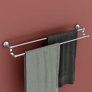 Plantex Premium Stainless Steel & Aluminum Dual Towel Rod/Towel Hanger for Bathroom/Towel Stand/Bathroom Accessories (24 Inch-Chrome)