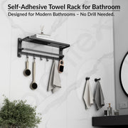 Plantex Self Adhesive Towel Hanger for Bathroom/Towel Rack for Bathroom 24 Inch/Towel Rack Standing/Bathroom Accessories - Pack of 1(Black, 6800)