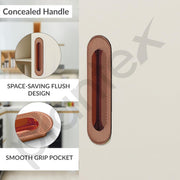 Plantex Sliding Door Handle/Concealed Handle for Sliding Door/160mm Concealed Handle for Wardrobe/Kitchen Cabinet - Pack of 4 (PVD Rose Gold)