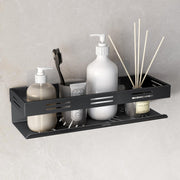 Plantex Self Adhesive Bathroom Shelf/Bathroom Organizer Without Drill/Stainless Steel Kitchen Wall Rack Shelf-Pack of 1 (12 x 4 Inch - Black)