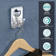Plantex Robe Hook/Hanging Hooks for Bathroom/Hooks for Wall/Bathroom Accessories - (Metro, Chrome)