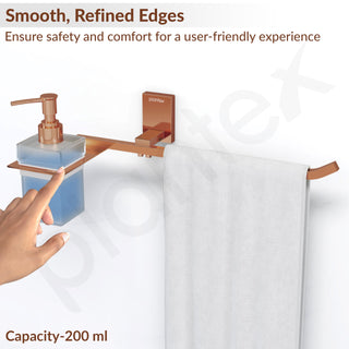 Plantex 304 Grade Stainless Steel Liquid Soap Dispenser with Napkin Ring/Shampoo Dispenser/Towel Ring for Bathroom/Bathroom Accessories - Pack of 1 (Crystal, PVD Rose Gold)