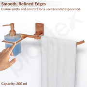 Plantex 304 Grade Stainless Steel Liquid Soap Dispenser with Napkin Ring/Shampoo Dispenser/Towel Ring for Bathroom - Pack of 1 (Crystal, PVD Rose Gold)