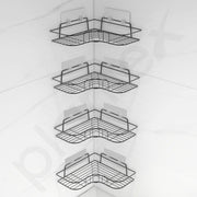 Plantex Corner Shelf for Bathroom/Bathroom Organiser Without Drill/Kitchen Organiser/Shelf For Corner(Black-Pack of 4) Alloy Steel