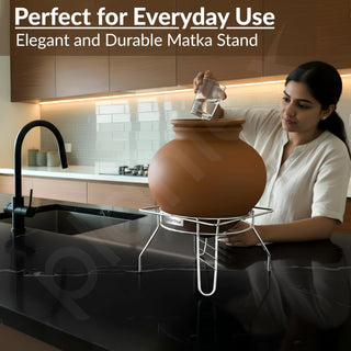 Plantex Heavy Stainless Steel Plant Pot Stand - Planter Stand - Matka Stand Chrome Plated