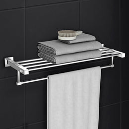 Plantex 304 Grade Stainless Steel 24 inch Towel Rack/Towel Hanger for Bathroom/Towel Rod/Towel Bar/Bathroom Accessories - Splash (Chrome)
