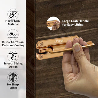 Plantex Door Stopper/5 Inch Baby Latch Kadi/Door Latch for Bathroom/Door Lock for Home/Office Doors - Pack of 2 (Rose Gold)