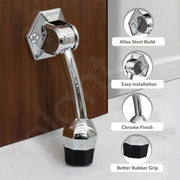 Plantex Door Stopper for Main Door/5-Inch Stopper with Rubber Grip/Stoppers for Wooden Door/Stops for Door â€“ Pack of 2 (Chrome)