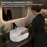 Plantex Table Top Wash Basin For Bathroom/Designer Ceramic Basin/Countertop Vessel Sink Basin - Indo-European Collection (White - 20x13x6 inches)