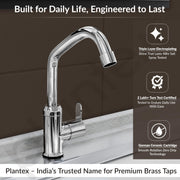 Plantex Pure Brass Single Lever Kitchen Taps for Home Sink/Kitchen Tap with Water Saving Nozzle for Sink Tap with 7 Year Warranty -(FLO-812-Mirror-Chrome)