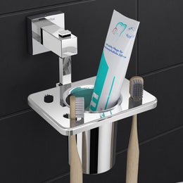 Plantex 304 Grade Stainless Steel Tooth Brush Holder/Tumbler Holder/Bathroom Accessories - Splash (Chrome)