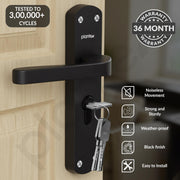 Plantex Heavy-Duty Door Lock Handle Set for Home/ 6-Lever Lock Mechanism with 3 Years of Warranty by Plantex/Mortise Lock with 3 Keys, Brass Lockbody & Cylinder (8132 - Z-Black)