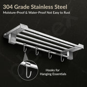Plantex Towel Rack for Bathroom/304 Grade Stainless Steel Towel Bar/24 Inch Towel Hanger/Towel Stand/Bathroom Accessories - Pack of 1 (Tesla - 2706, Chrome)