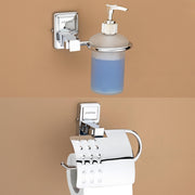 Plantex 304 Grade Stainless Steel Washroom Set of 2 - Toilet Paper Holder/Stand/Liquid Soap Dispenser - Darcy (Chrome)