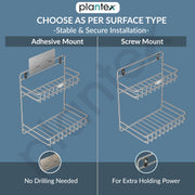 Plantex Self Adhesive Stainless Steel Bathroom Detergent Holder/Bathroom Storage Rack/Shelf/Under The Sink Detergent Holder (Small,Chrome)