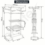 Plantex Cloth Stand for Drying Clothes/GI Steel Cloth Stand/Cloth Drying Stand with 4 Hangers/Movable Cloth Rack (White & Gray) Clofera Jumbo