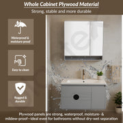 Plantex Unbrekable Wash Basin with Cabinet/Plywood Rectangle Vanity with Basin/Bathroom Organizer for Home with Coupling, Mirror and Cabinet Motion Sensor Light (NZBC-45)